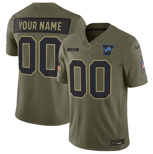 Youth Olive Detroit Lions Active Player Custom 2025 F.U.S.E. Salute to Service Limited Stitched Football Jersey